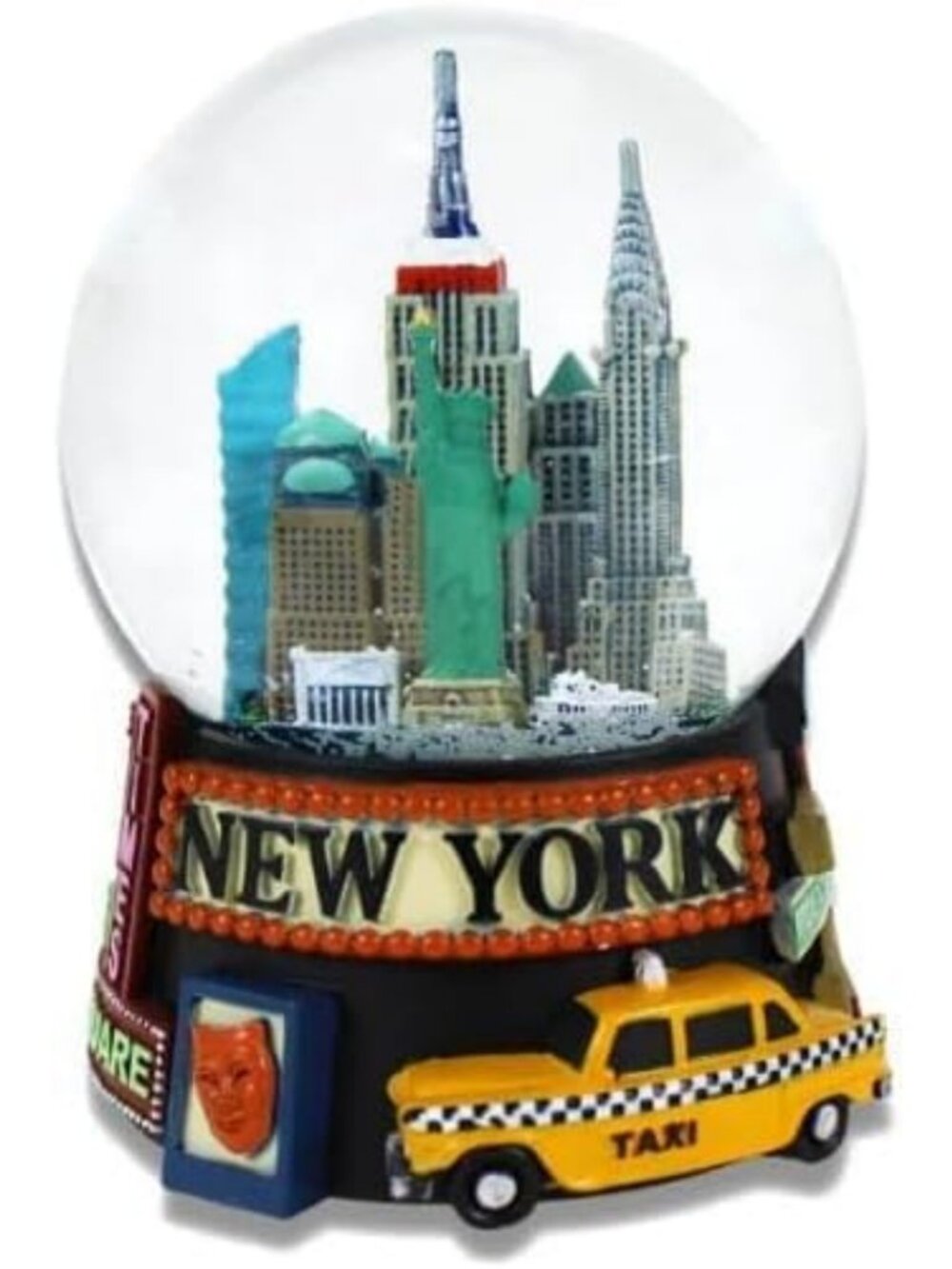 NYC Snow Globe Souvenir - 65mm Broadway Show with Statue of Liberty & Skyline